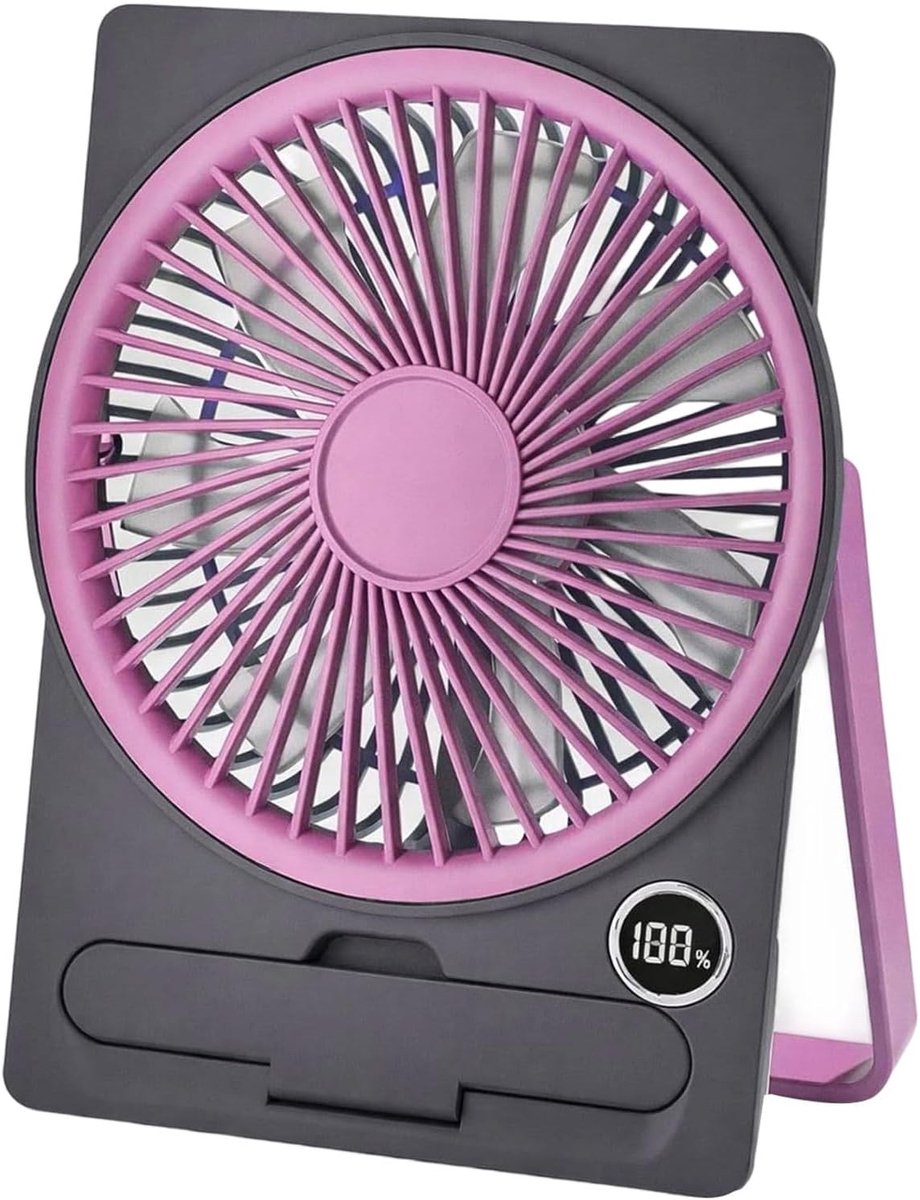 Tafelventilator, mini-ventilator, USB-ventilator, tafelventilator, zeer stil, 5 snelheden, led-display, ventilator eenvoudig te dragen voor kantoor, thuis en buiten (paars)