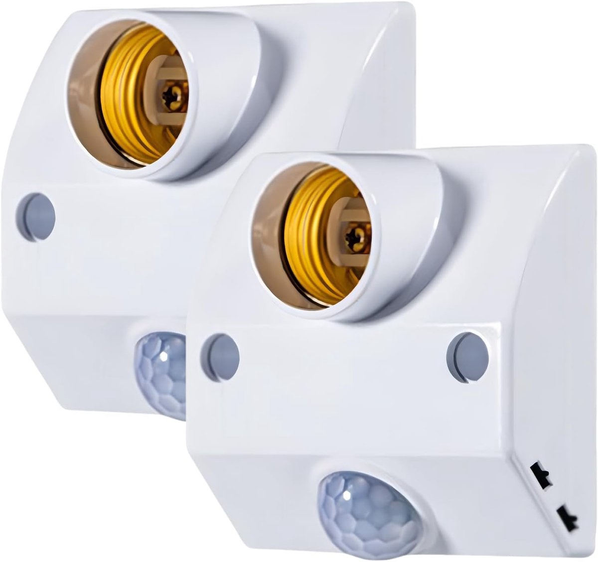 2 stuks bewegingssensor lichtaansluiting, E27 schroefbare externe installatie, infrarood sensor lampbasis, verstelbare vertraging, voor gang, kelder, garage