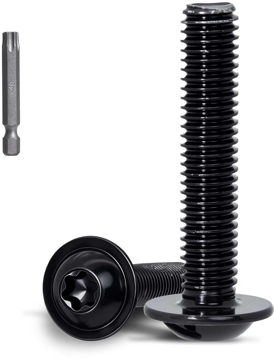 15 stuks lenskopschroeven met flens M8 x 25 mm Torx zwart roestvrij staal A2 V2A schroeven platte kopschroeven machineschroeven voor pc-behuizing, fietsaccessoires en huishoudelijke reparaties