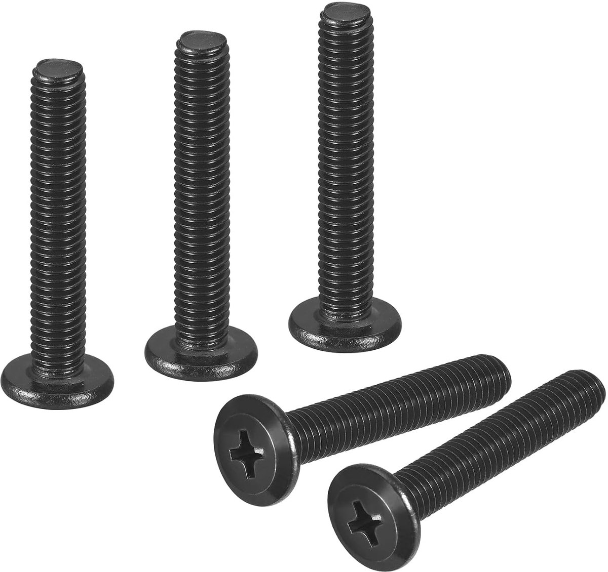 20 stuks zelftappende schroeven, M5-0,8 x 30 mm, machineschroevenset, 304 roestvrij staal, Phillips platte kopschroeven, volledige schroefdraad, zwart oxide
