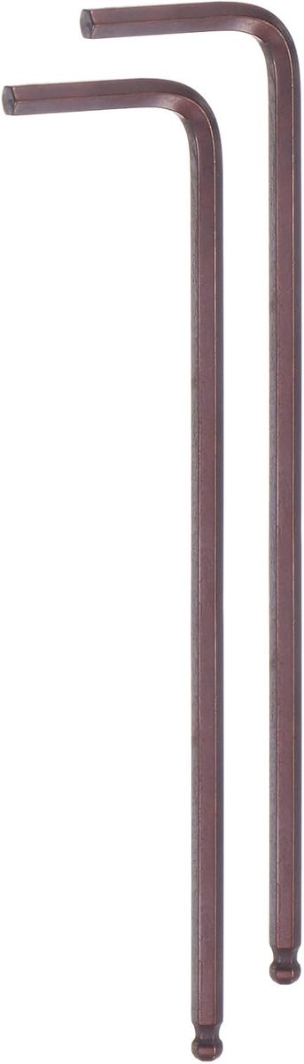 2 stuks kogel-zeskantsleutels 3 mm van staal S2 in L-vorm lange arm, metrische inbussleutel, reparatiegereedschap voor huishoudelijke apparaten, rood