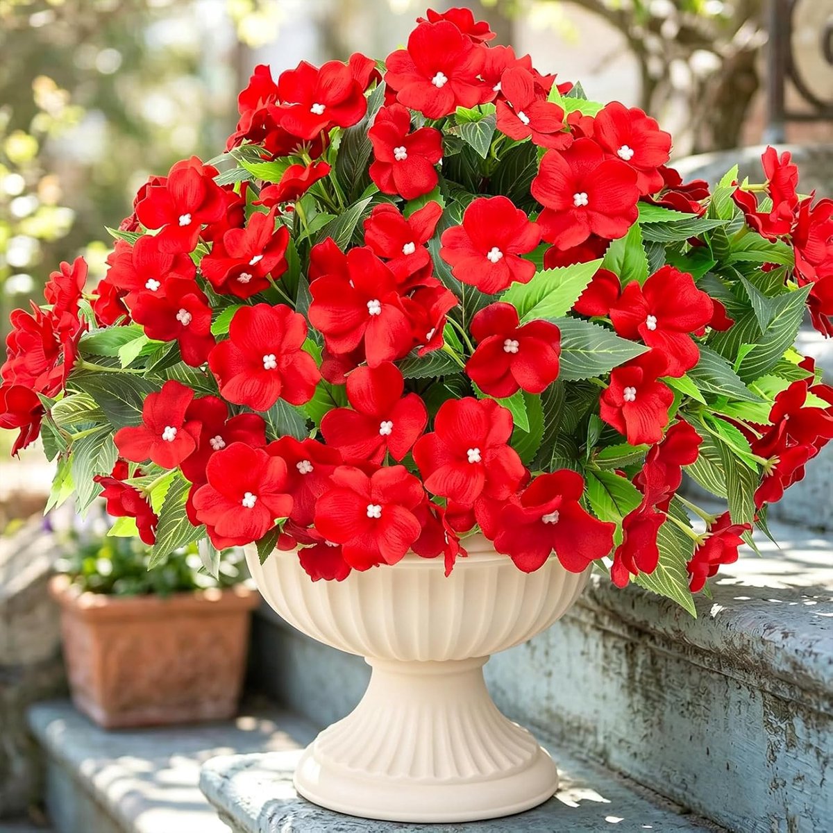 Kunstplant Impatiens Bloem - Kleurrijk boeket - Zijde faux bloemen - Perfect voor tuin en huis - ShopVlot