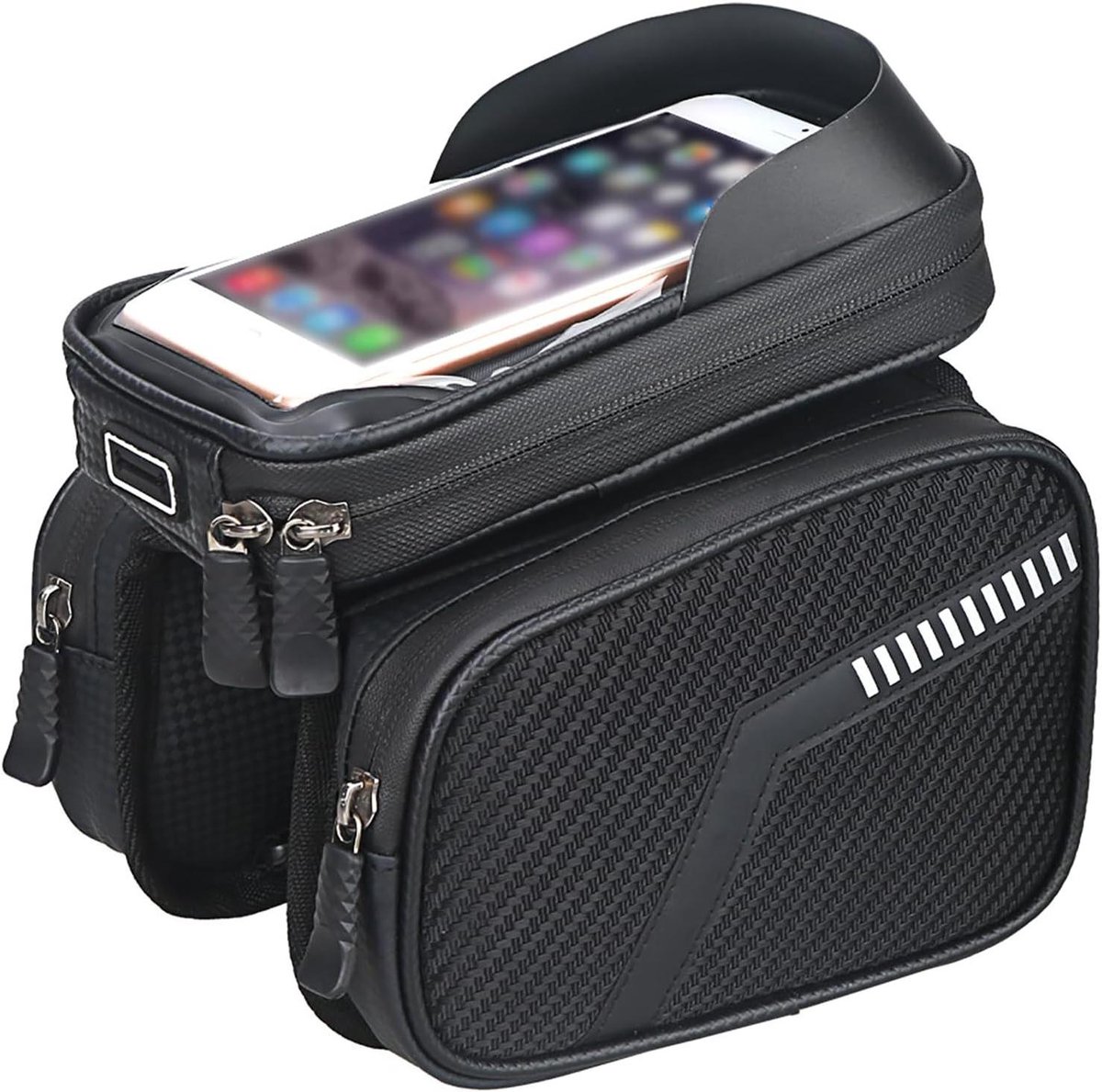 Fietsframetas - Bovenbuistas Stuurtas - Fietsen op Reis - Waterdicht TPU Touchscreen - Voor telefoons tot 7.2 inch - Zwart