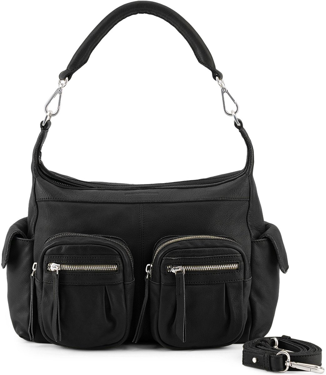 FREDsBRUDER Leren schoudertas Pocket Play Collection Hobo Bag Black zwart