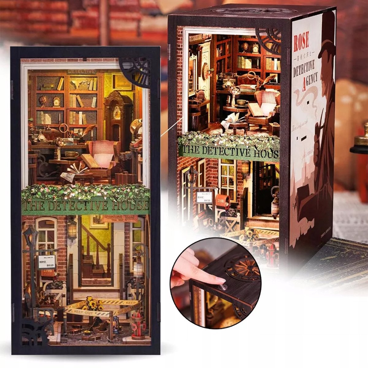 CUTEBEE Rose Detective Agency Miniatuur Boekenhoekje met LED
