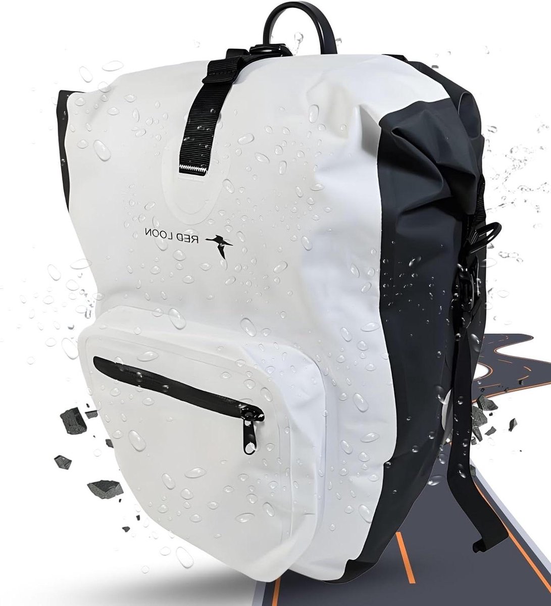 Fietstas Achtertas - Fietstas Bagagedrager - Fietsen Boodschappen - Naadloos Gelast - 25 Liter - Wit