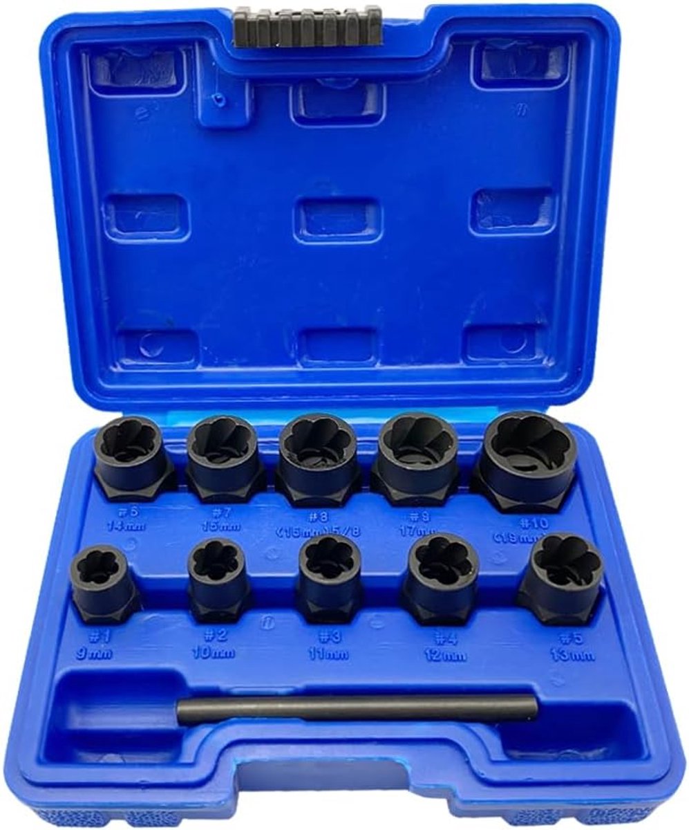 Bolt extractor set 10-delig - hoge kwaliteit - aluminium koffer - ideaal voor het verwijderen van vastzittende bouten - ShopVlot