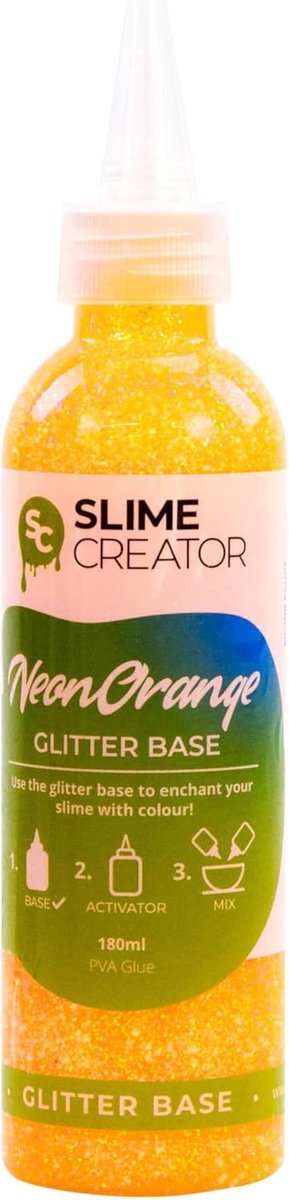 Glitter Base - 180ml Easy-Pour Fles - Neon Oranje - Voor het maken van slimes - ShopVlot