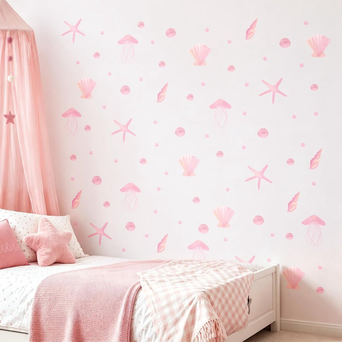 Muursticker zeedieren aquarel 30x30 cm - vinyl - decoratie voor woonkamer of badkamer - afneembaar - ShopVlot