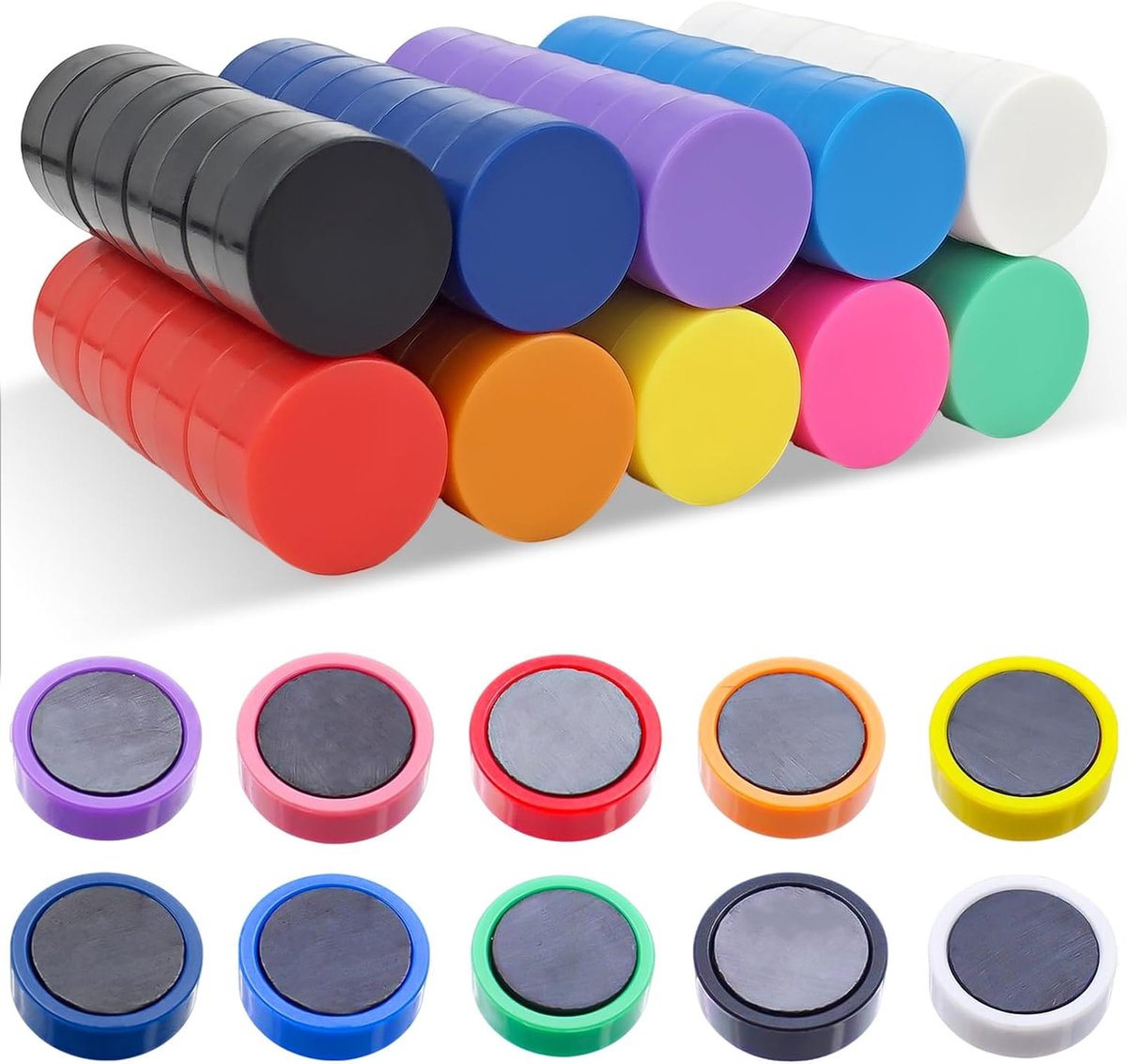 Whiteboard magneten 80 stuks - 20 mm - kleurrijke ronde magneten - ideaal voor school en kantoor - ShopVlot
