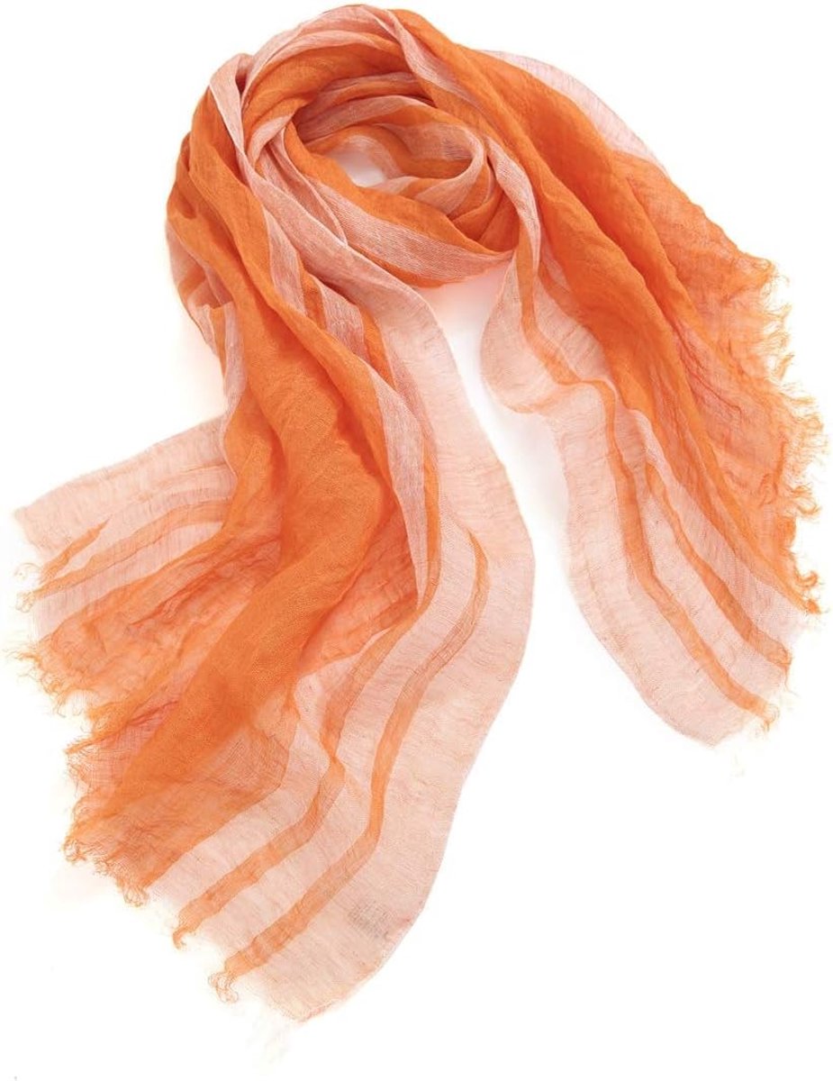 Linnen sjaal 2-kleurig gestreept - lente/zomer model - ademend materiaal - perfect voor elke outfit - ShopVlot