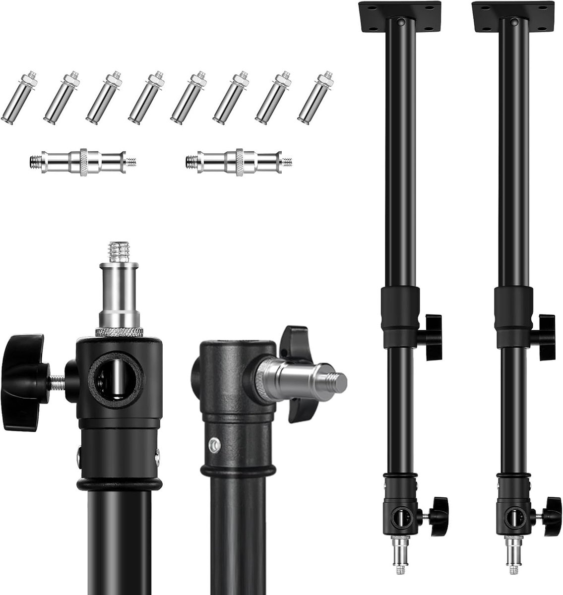 Fotografie muurarm 2-pack - verstelbare lengte tot 67cm - universele adapter - ideaal voor verlichting en reflectoren - ShopVlot
