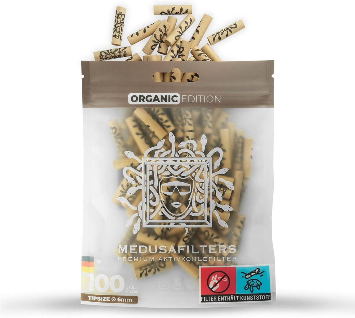 Medusafilters premium actieve koolfilter Slim Ø 6 mm - biologische editie - vegan vezelcaps - voor een pure smaak - ShopVlot