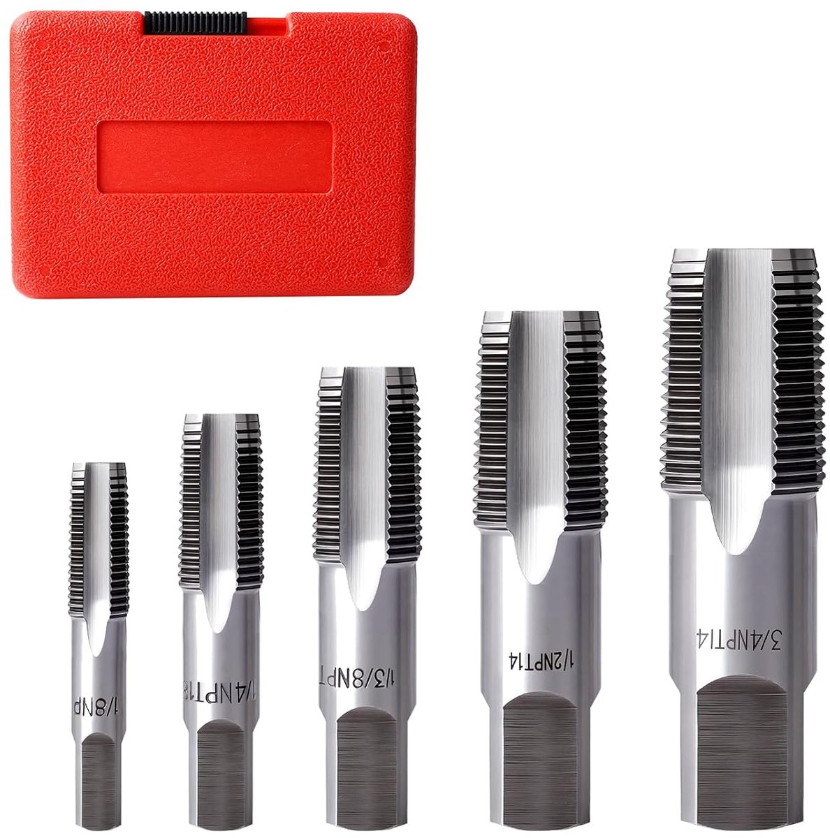 NPT tapset 5 stuks - koolstofstaal - precisie schroefdraad - ideaal voor loodgieters en monteurs - ShopVlot