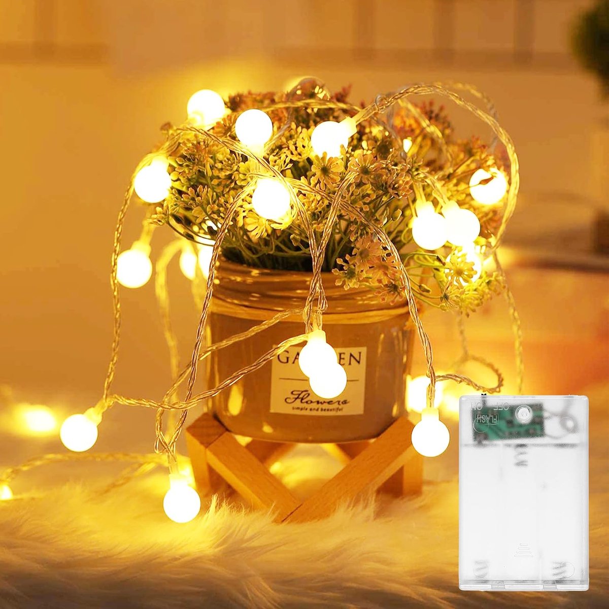 LED Flash Light 3 m - 20 LED Bollen - Warm Wit - Sfeervolle verlichting voor binnen en buiten - ShopVlot