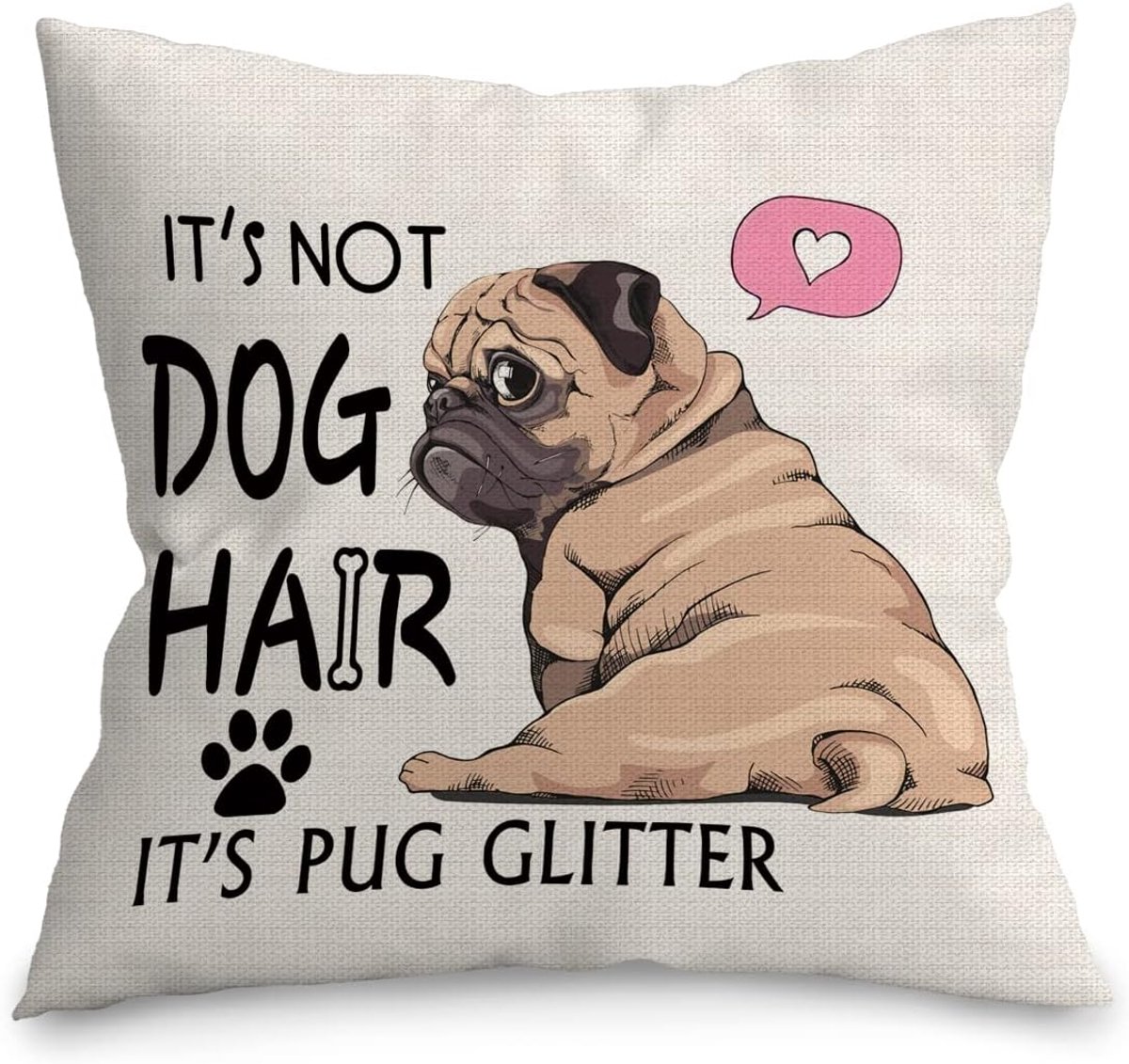 Kussenhoes Pug Hond 45 x 45 cm - Modern Abstract Design - Dubbelzijdig - Perfect voor Sofa of Bed - ShopVlot