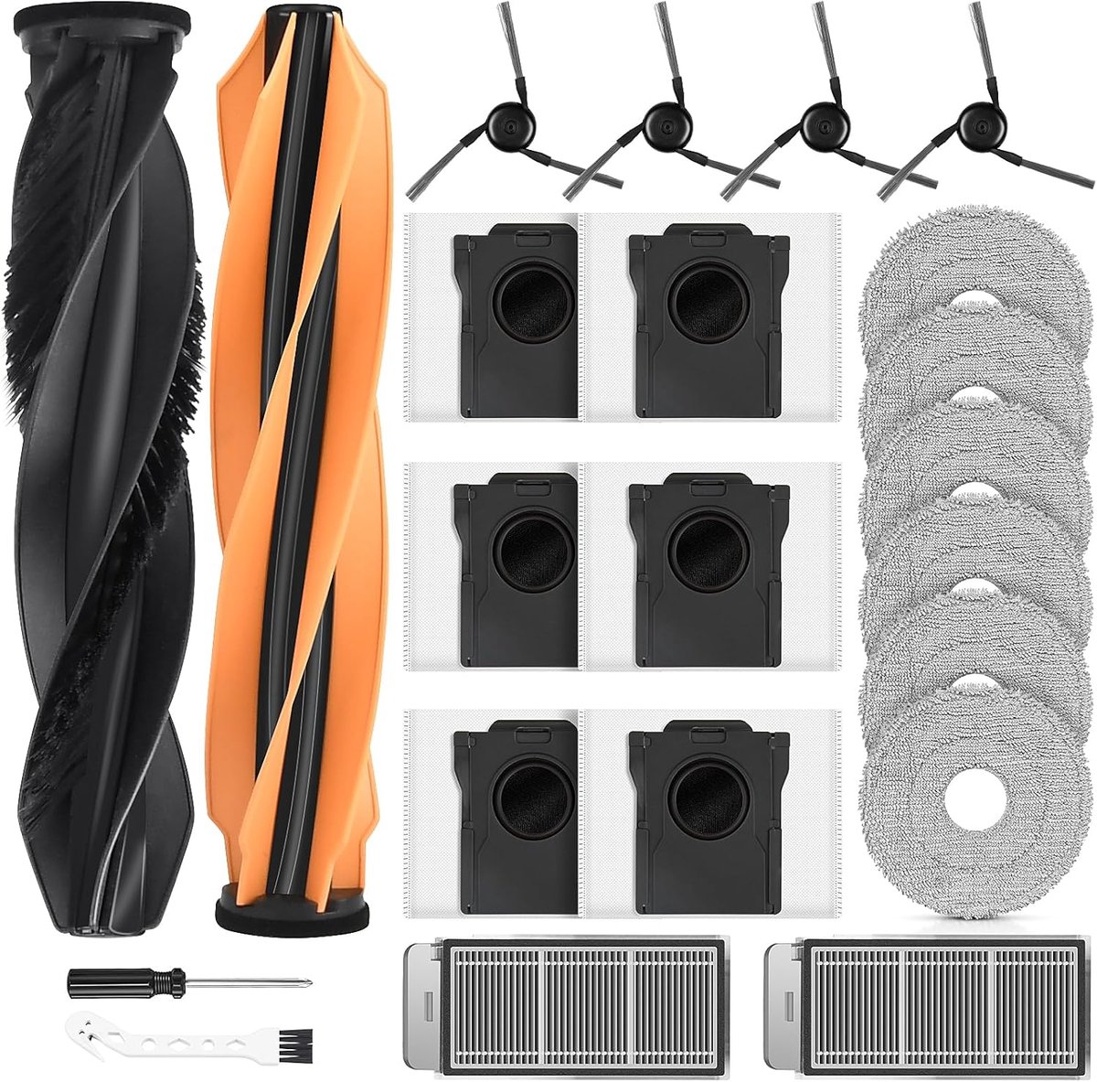 Accessoireset voor robotstofzuiger - 22 stuks - 2 hoofdborstellen - 6 stofzakken - Betere prestaties - ShopVlot