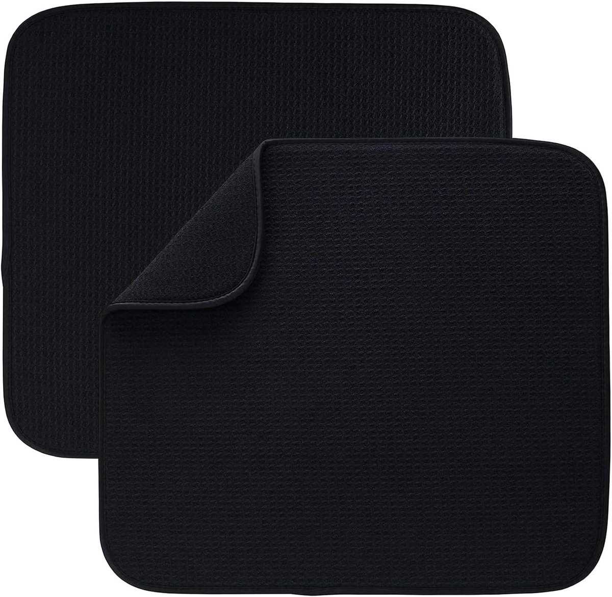 Microfiber afdruipmat 40cm x 46cm - absorberend - 2-pack zwart - vervangt vaatdoeken - ShopVlot