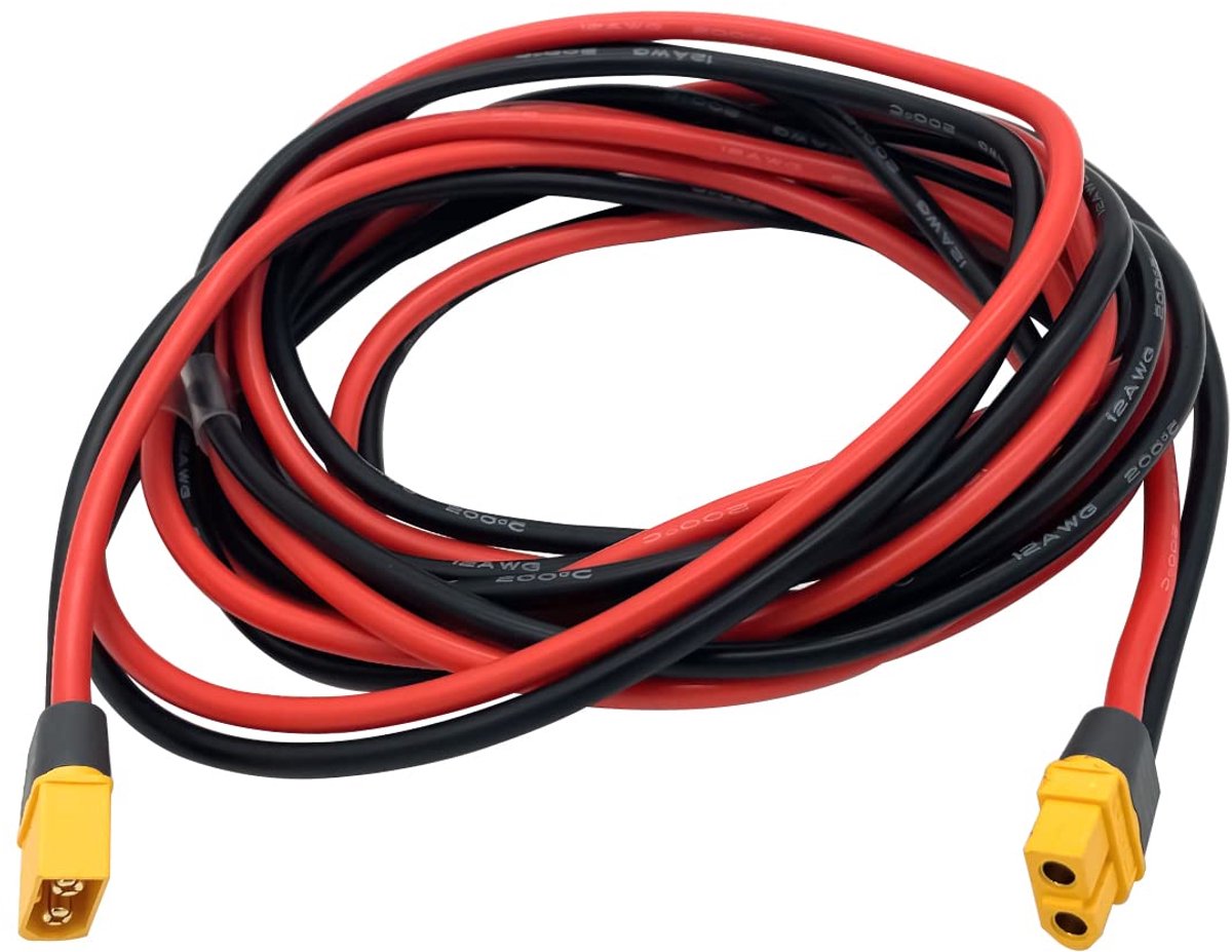 XT60 verlengkabel 3m - XT60 busadapter - 12 gauge - ideaal voor zonne-energie toepassingen - ShopVlot