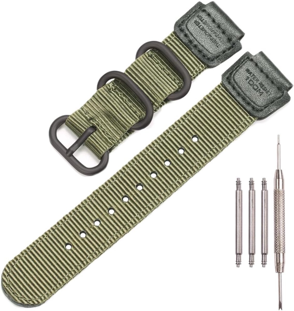 Nylon band 18mm - vervangende draadband - heavy duty metalen ring - geschikt voor Casio horloges - ShopVlot