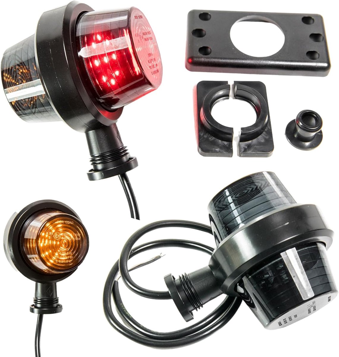 Markerlicht 12V 24V - Donker Grafiet - Rood en Oranje - Voor Trailer en Caravan - ShopVlot