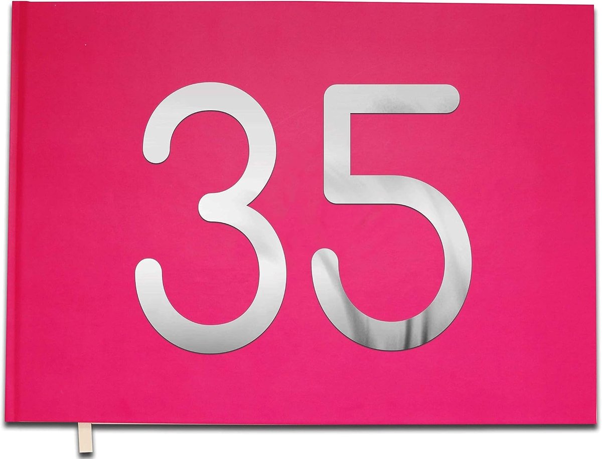 Gastenboek 35 jaar - premium kwaliteit roze macaron - 100 pagina's - perfect voor verjaardagen - ShopVlot