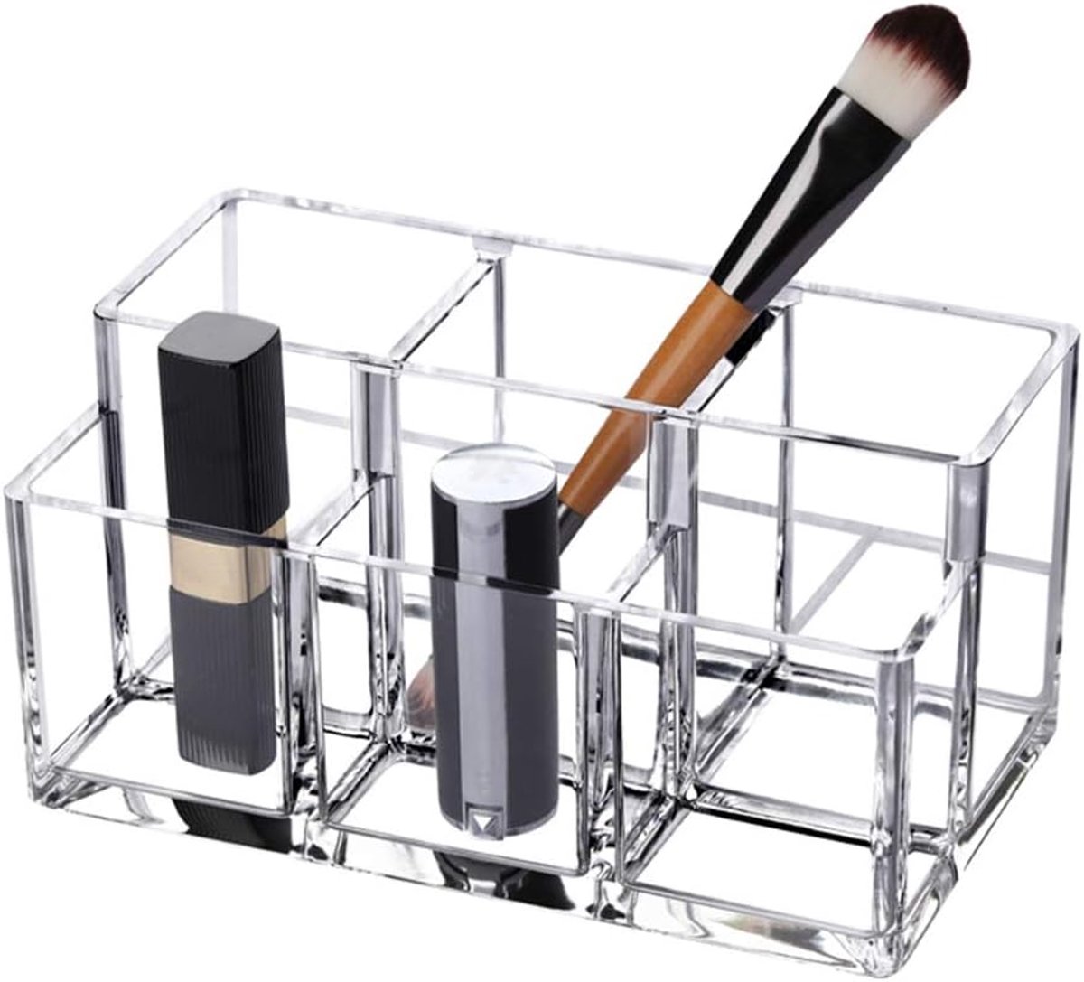 Makeup Organizer Brush Holder 6 Compartimenten - Acryl - Scratch Bestendig - Perfect voor Makeup en Accessoires - ShopVlot