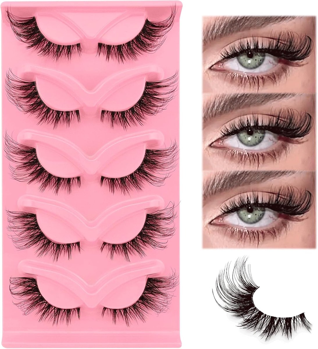3D False Eyelashes - Cat Eye Effect - Natuurlijke Look - 5 Herbruikbare Pairs - ShopVlot