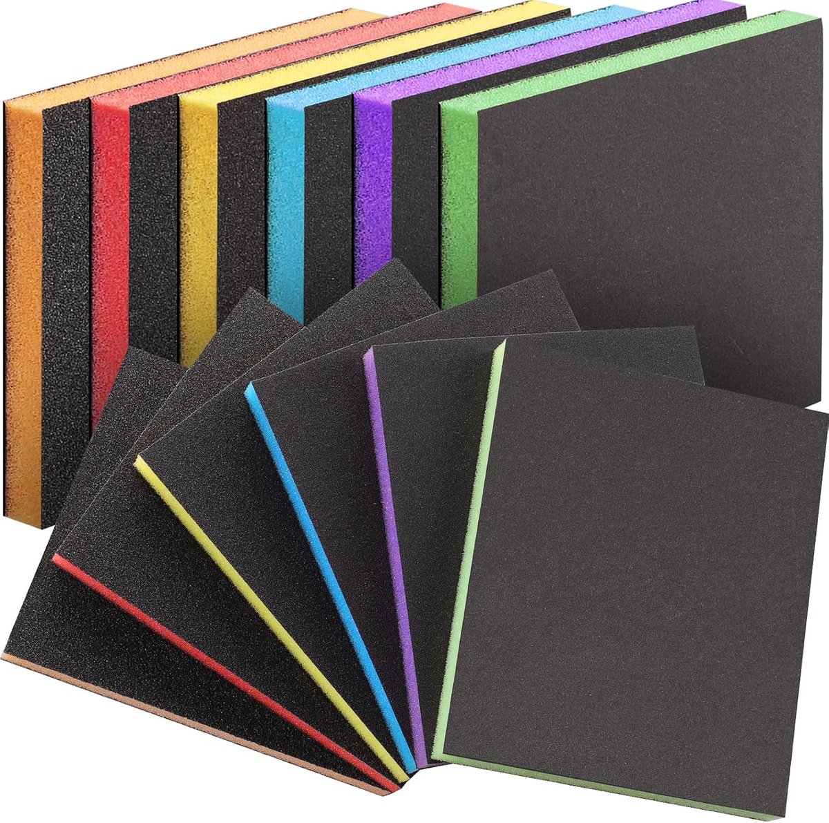 Schuurblokken 12 Stuks - 4.7x3.9 inch - Diverse Korrelgroottes - Voor Hout en Metaal Polijsten - ShopVlot
