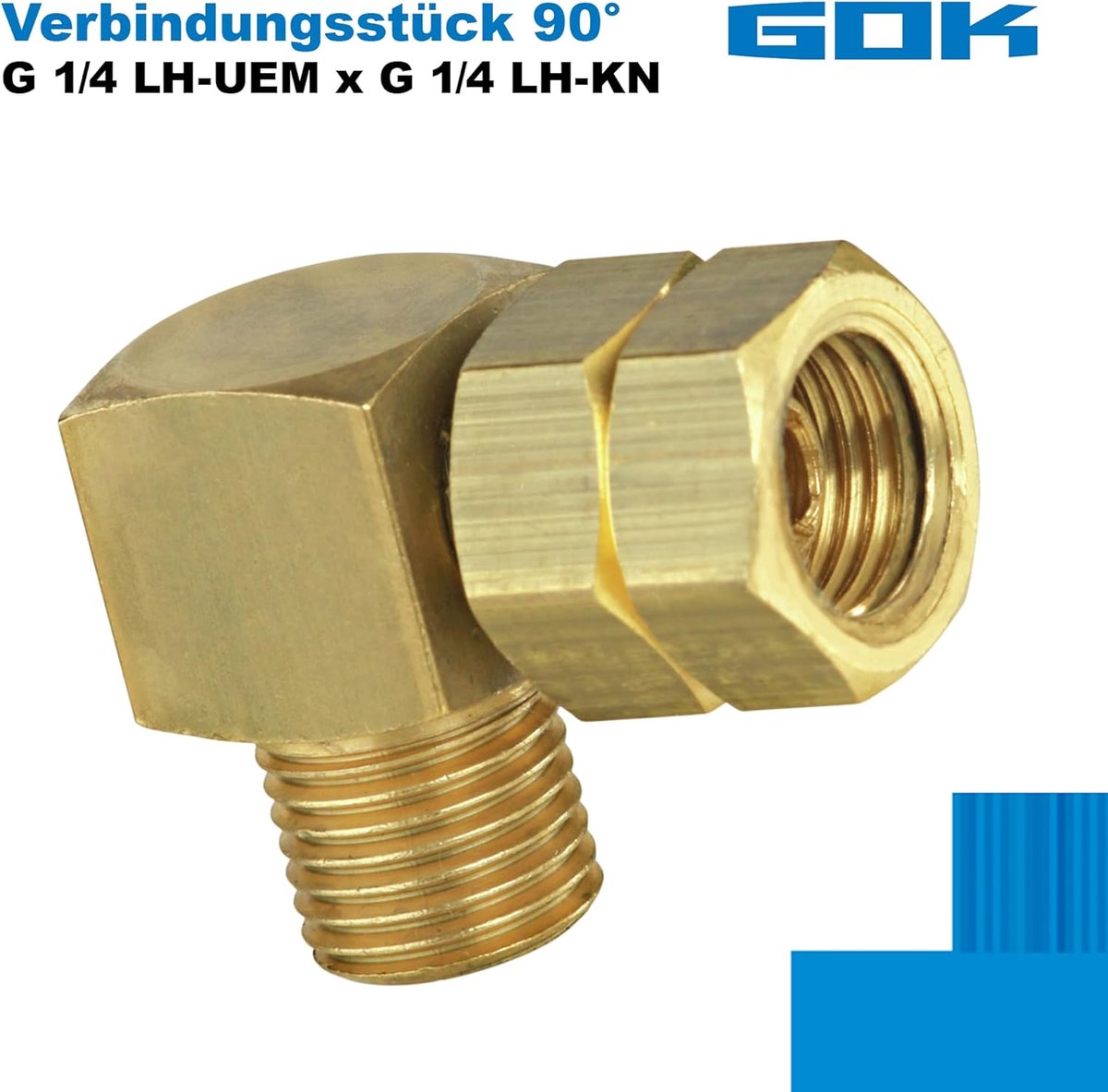 Aansluithoek 90° 1/4'' - Messing - Links draad - Voorkomt beschadiging van slangen - ShopVlot