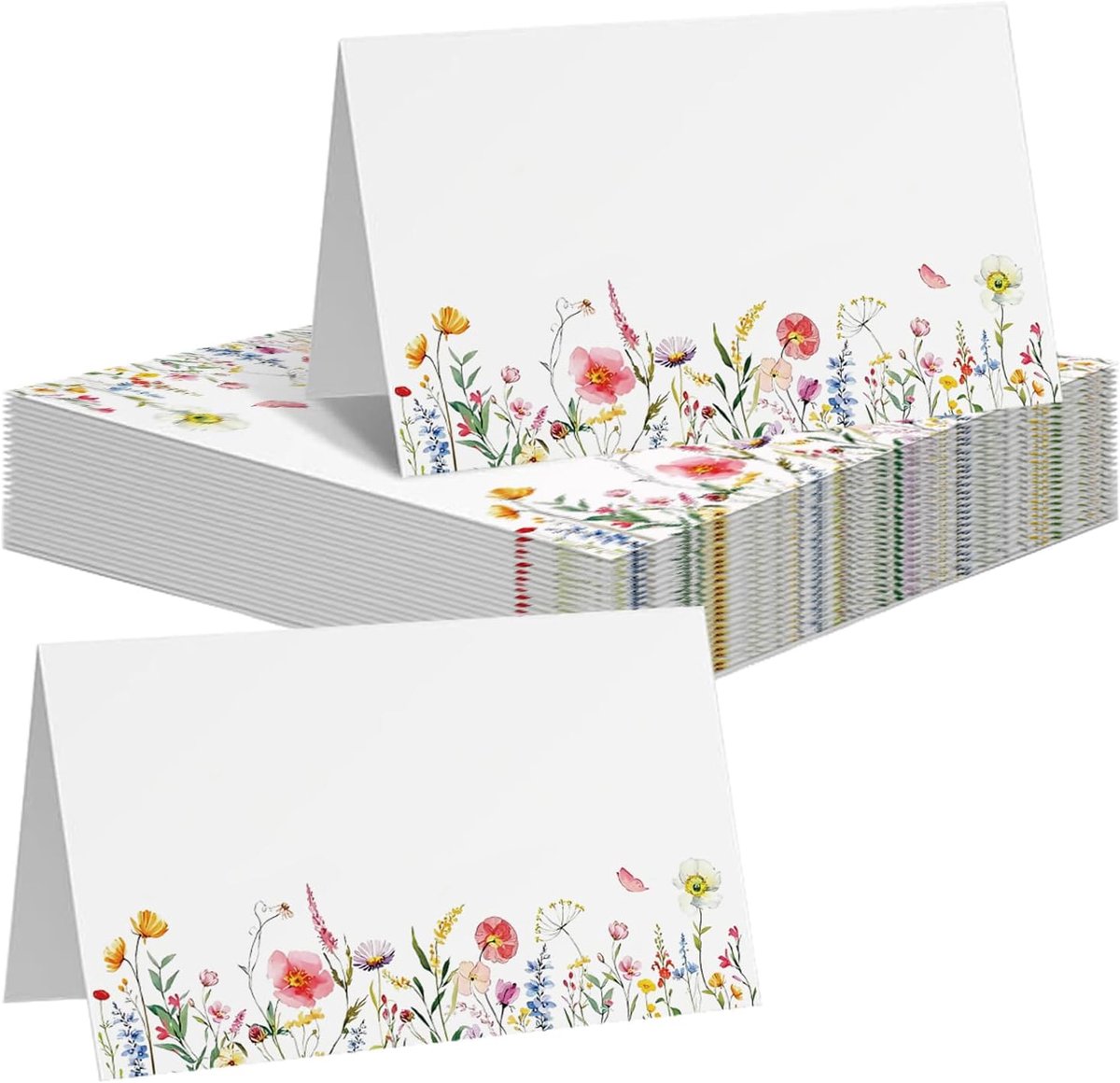 Plaatskaarten bruiloft 50 stuks - bloemenpatroon 8,5 x 5,5 cm - gevouwen en rechtopstaand - ShopVlot