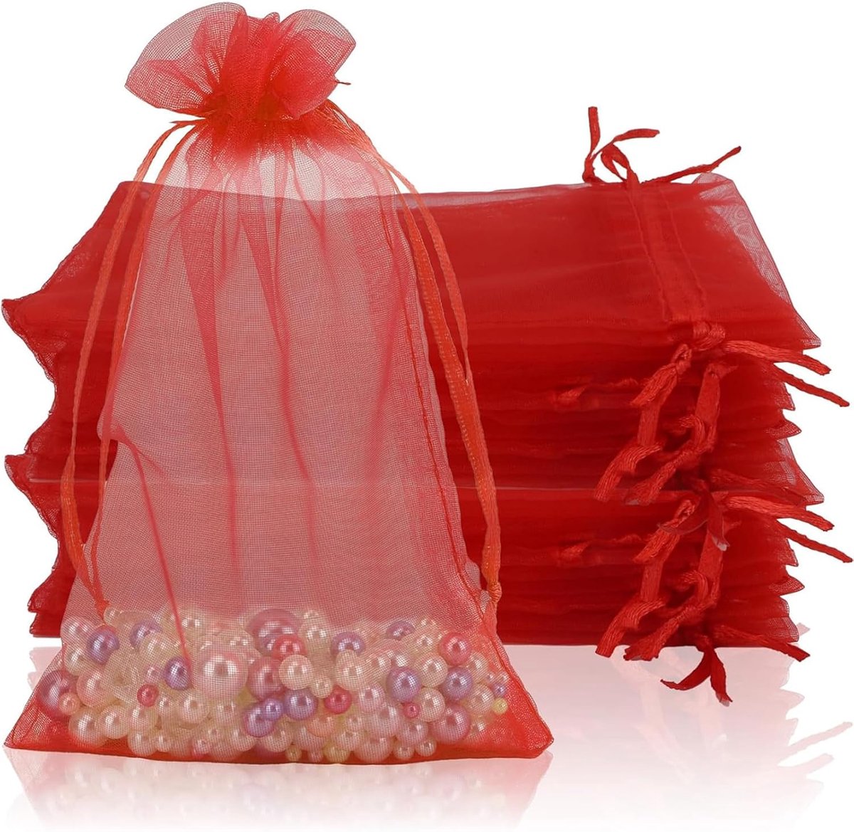 organzazakjes 10 x 15 cm - rood - lichtgewicht organza - perfect voor cadeauverpakking - ShopVlot
