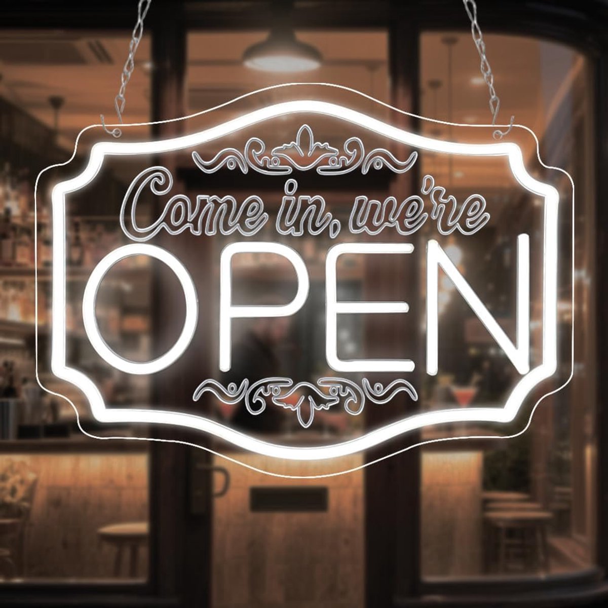 Neon open bord 35x35cm - dimbaar LED - witte verlichting - creëer een sfeervolle ambiance - ShopVlot