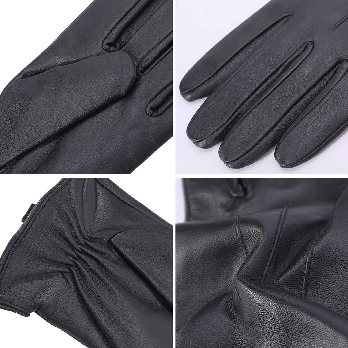 Leren Handschoenen M - Cashmere Gevoerd - Zwart - Comfortabel Warm - ShopVlot