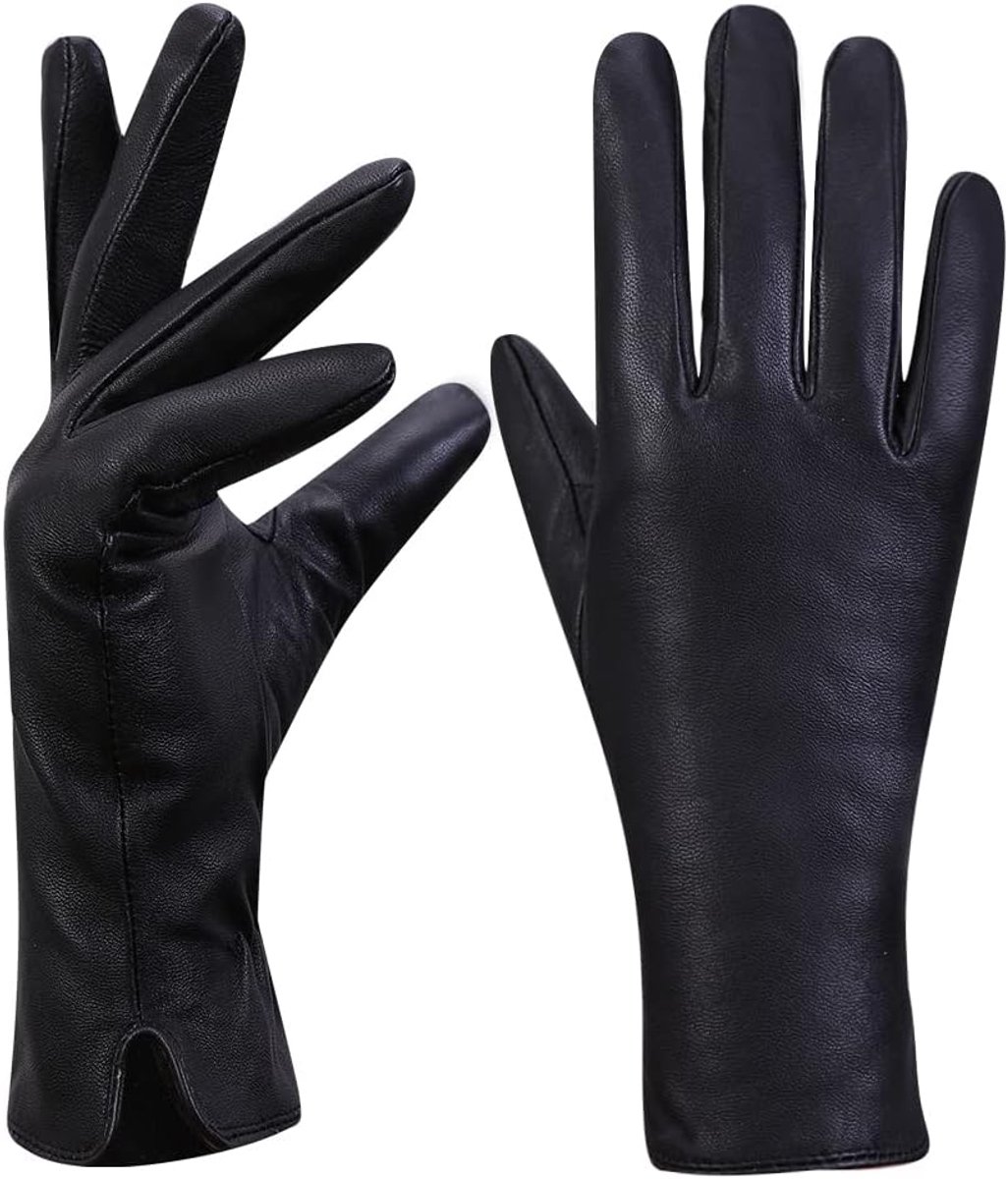 Leren handschoenen L - cashmere gevoerd - zwart - warme bescherming - ShopVlot