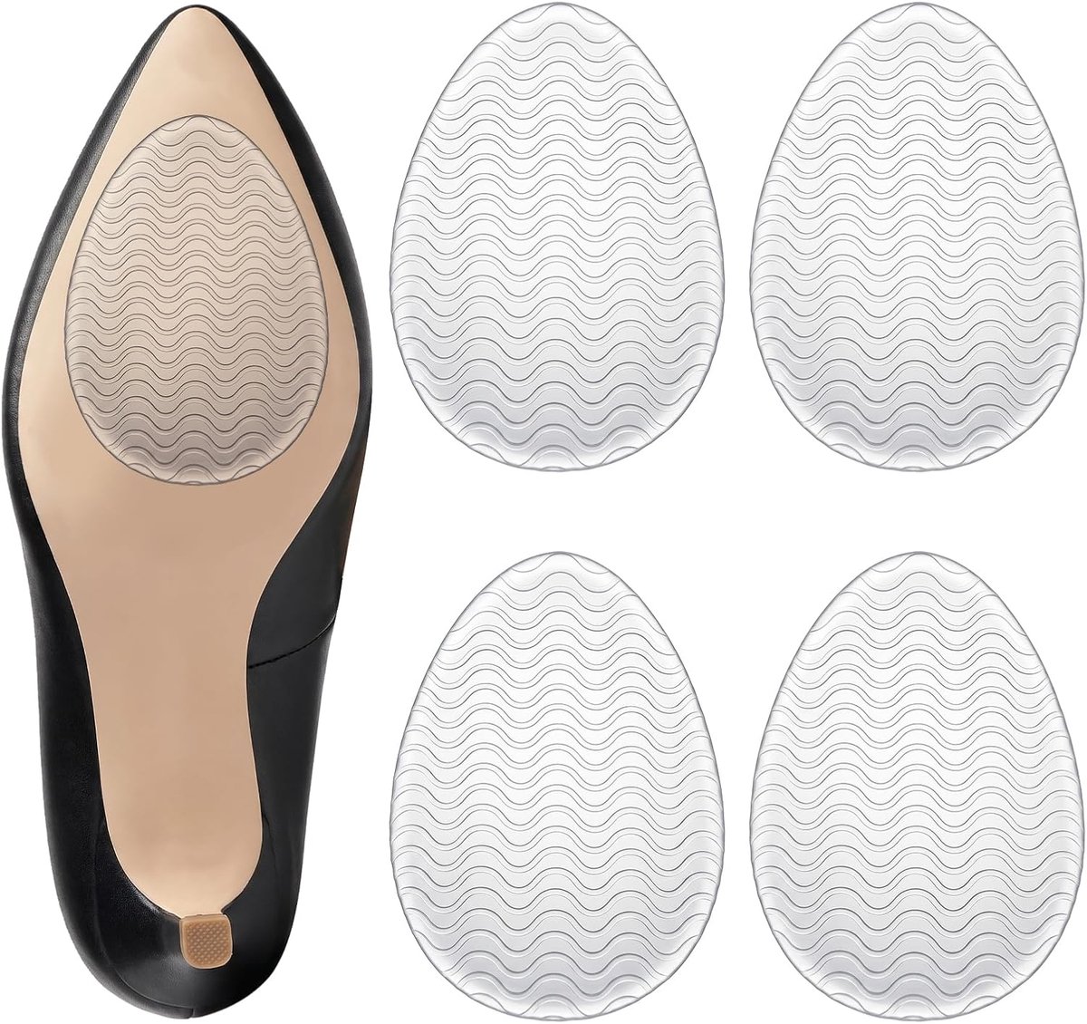 rubberen zolen om op te plakken 9,5 x 6,3 cm - transparant - anti-slip effect - meer grip voor hoge hakken - SnelShoppen