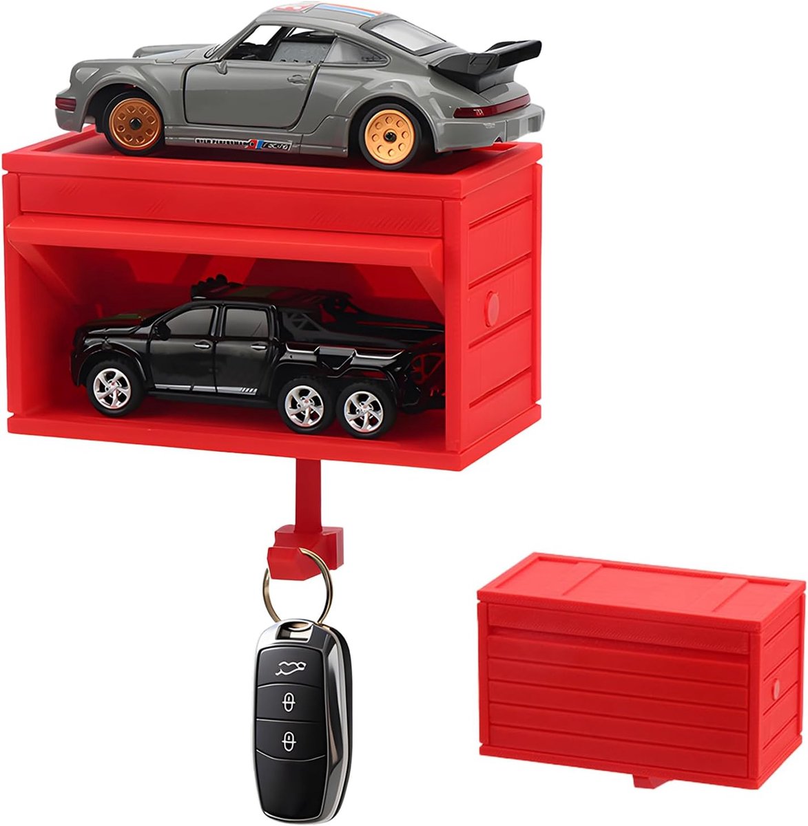 Sleutelhouder garage met open deur - 3D ontwerp - muurbevestiging - voorkomt verlies - ShopVlot