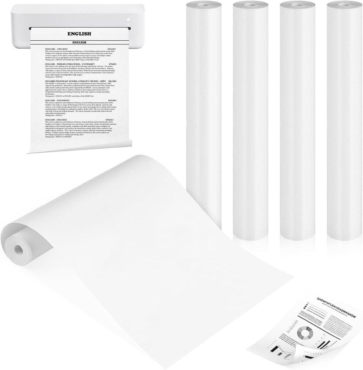 5 Rollen A4 Thermisch Papier, BPA-vrij, Geschikt voor Draagbare Printers, Sneldrogend, 210 mm x 7 m, Ideaal voor Fotoafdrukken en Notities