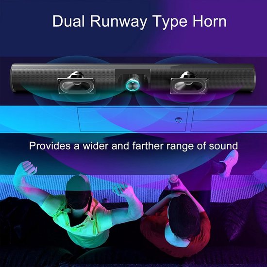 Soundbar Luidsprekers - Basluidspreker Home Cinema - Home Entertainment - RGB Sfeerlicht - 59 x 11 x 9 cm - Zwart — afbeelding 2