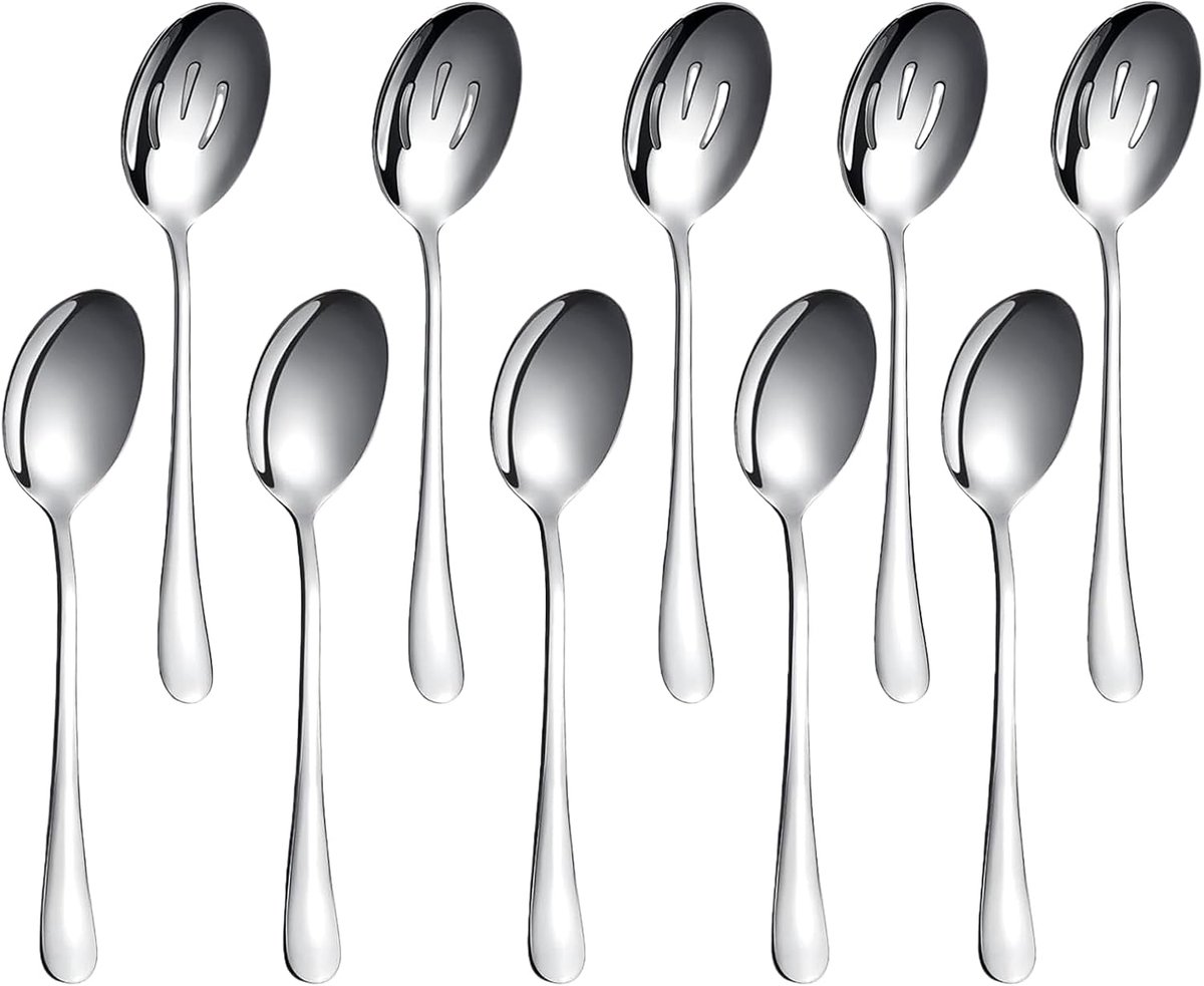 Serveerlepels groot 10 stuks - roestvrijstaal - ideaal voor buffet - perfect voor feesten - ShopVlot