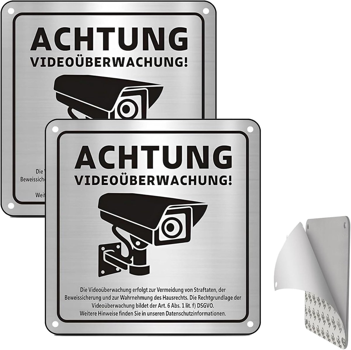Videobewakingsbord met DSGVO-aanduiding - zelfklevend - waterdicht - ideaal voor thuis of bedrijf - ShopVlot