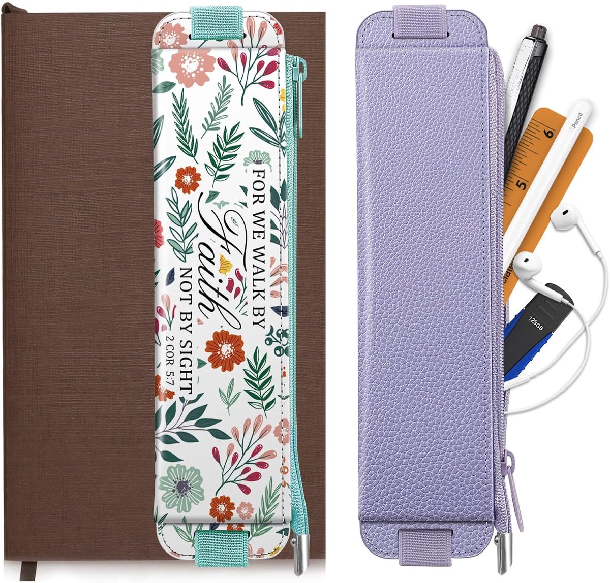 Pennenhouder 2-pack - Polyurethaan - Bloem en paars - Ruimte voor 3-4 pennen - ShopVlot