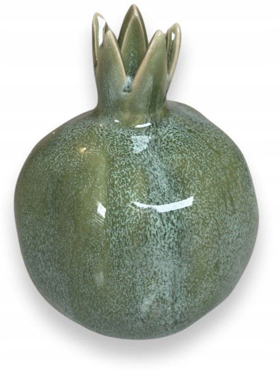 Groene Keramische Granaatappel Vaas - Decoratief 11 x 9 cm