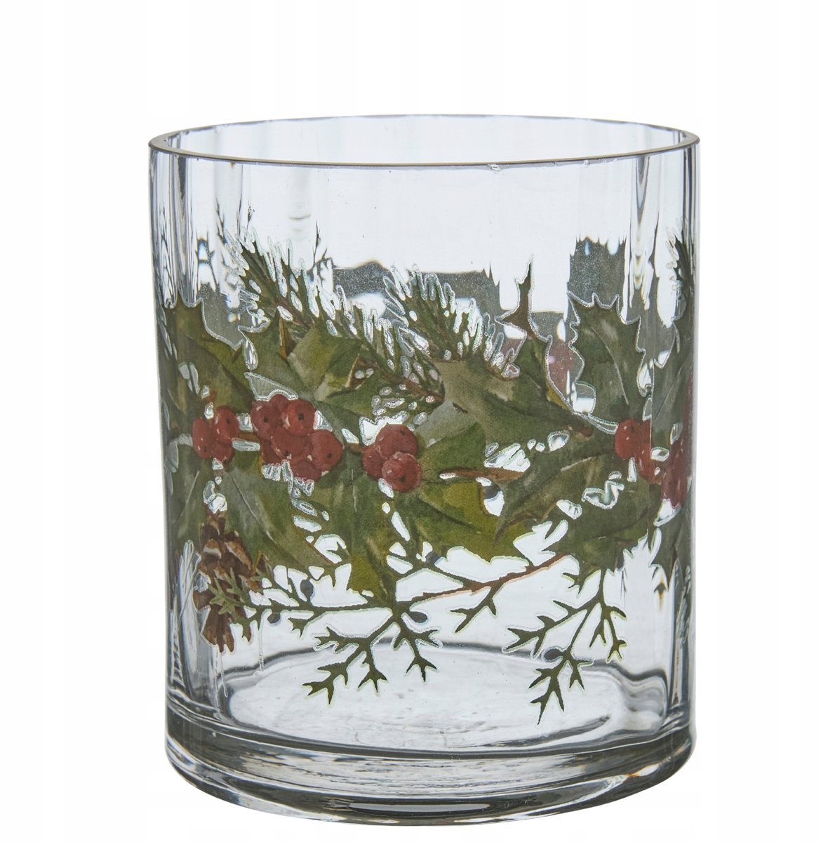 Decoratieve Glazen Vaas met Hulstmotief - 10x9 cm