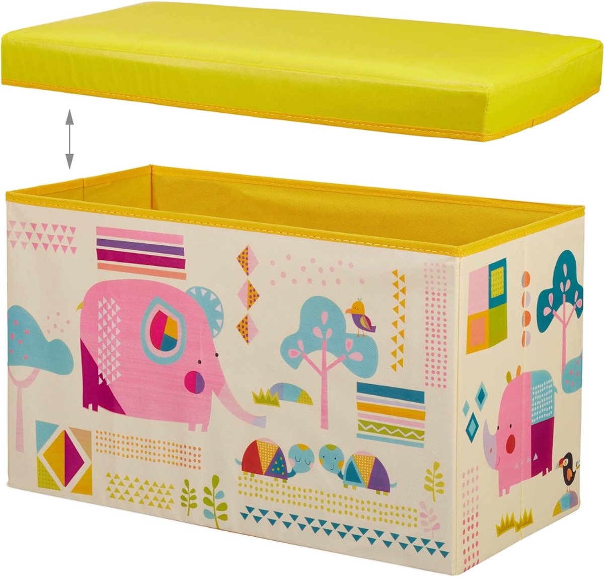 VALI® Speelgoedkist - Speelgoedopberger - Speelgoedkist op Wielen - Geel - 61cm x 36cm x 31cm