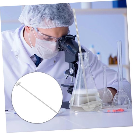 Laboratorium Roerstaaf - Roerpeddel Mengstaaf - Wetenschappelijk Onderzoek - Dubbele Klapbladen - 34 x 4.5 cm - Zilver — afbeelding 4