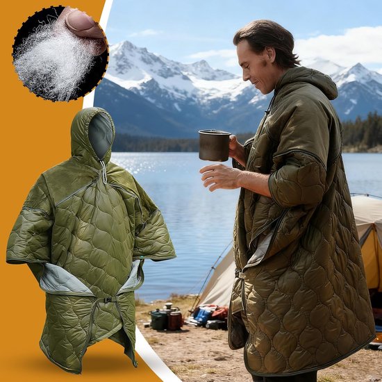 Draagbare Outdoor Deken - Reis Slaapzak - Kamperen en Reizen - Met Capuchon en Fluweel - 190x135cm - Enkele Attribuut — afbeelding 2
