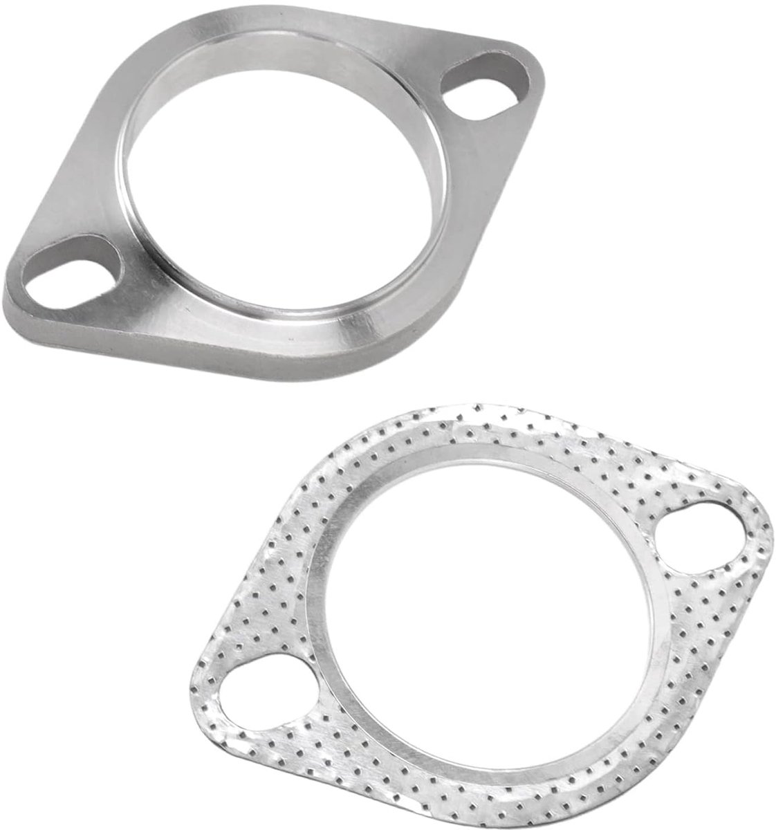 Uitlaatflens set 2x 2,5 inch - Rvs universeel - Hoge temperatuur weerstand - Perfect voor uitlaatverbindingen - SnelShoppen