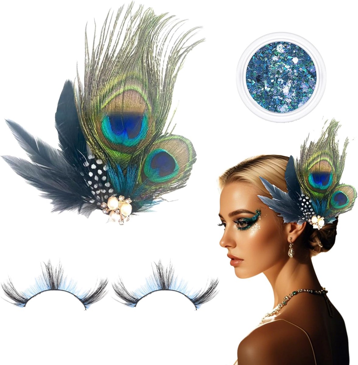 Feather Flapper Haarspeld - Oogverblindende Pauwenveer Haarpin - Ideaal voor Feestjes en Bruiloften - SnelShoppen