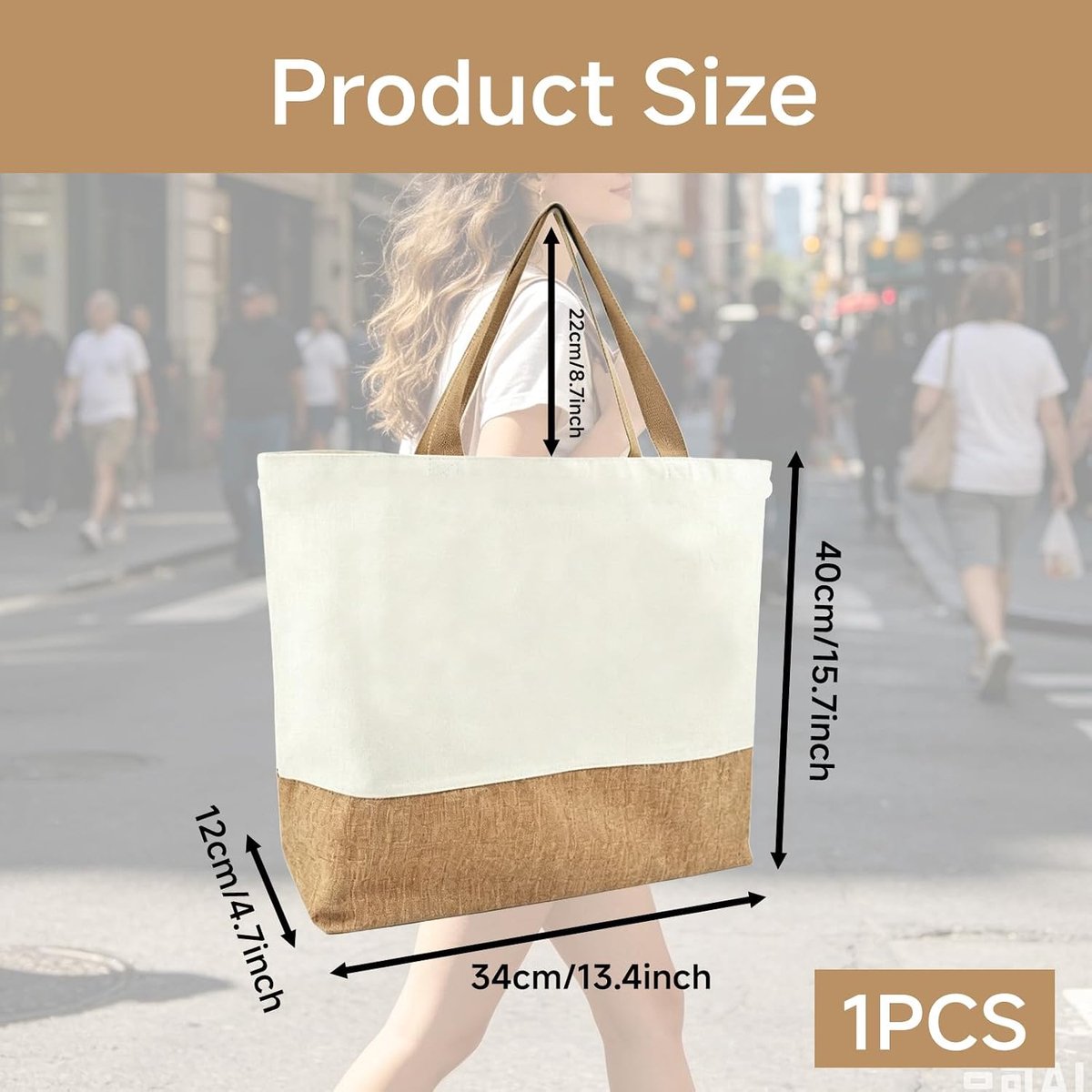 Jute tas voor vrouwen 40 x 34 cm - stijlvolle jute shopper - herbruikbaar voor boodschappen - SnelShoppen